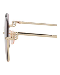 Gucci Gucci Womens Square/Rectangle Gold Gold Red Fashion Designer Eyewear