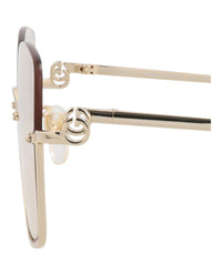 Gucci Womens Square/Rectangle Gold Gold Yellow Fashion Designer Eyewear