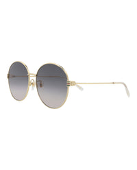 Gucci Womens Round/Oval Gold Gold Grey Fashion Designer Eyewear