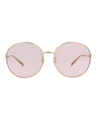 Gucci Womens Round/Oval Gold Gold Pink Fashion Designer Eyewear