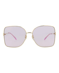 Gucci Womens Square/Rectangle Gold Gold Pink Fashion Designer Eyewear