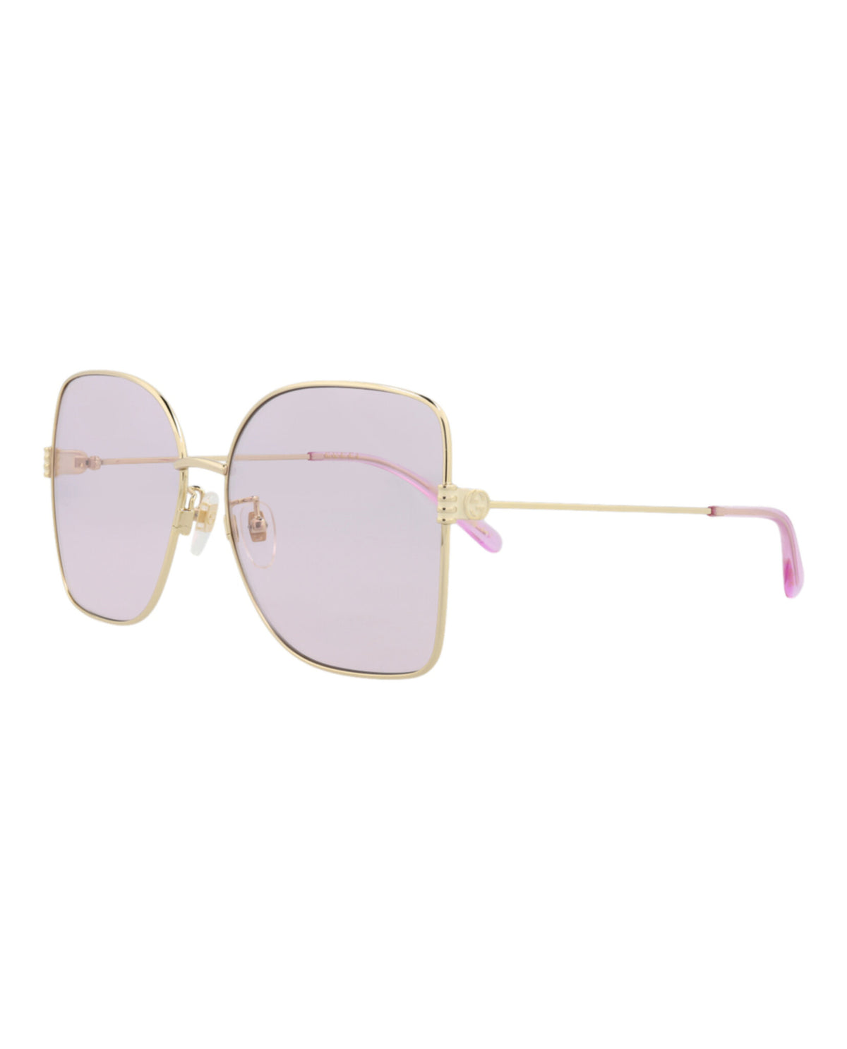 Gucci Womens Square/Rectangle Gold Gold Pink Fashion Designer Eyewear