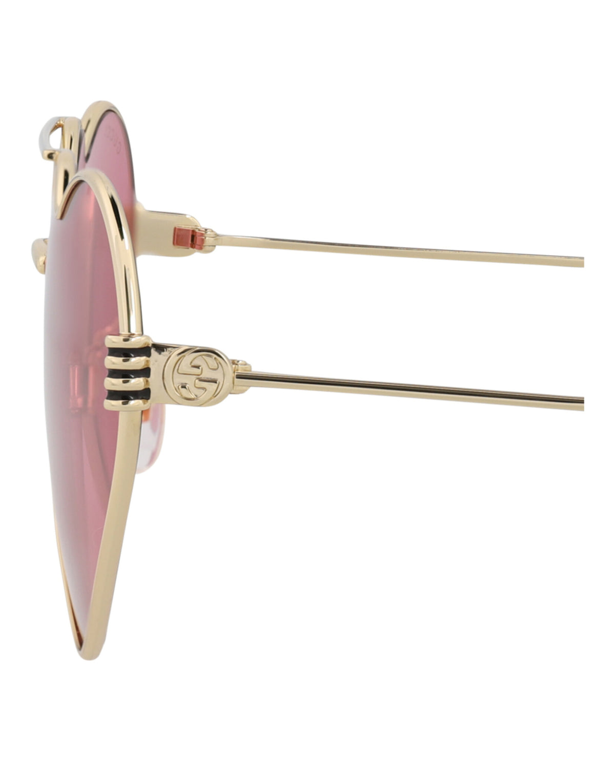 Gucci Womens Cat Eye Gold Gold Red Fashion Designer Eyewear