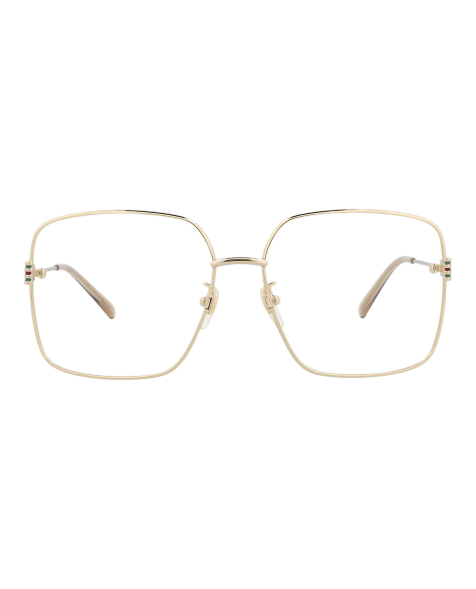 Gucci Womens Square/Rectangle Gold Gold Transparent Fashion Designer Eyewear
