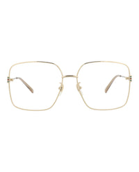 Gucci Womens Square/Rectangle Gold Gold Transparent Fashion Designer Eyewear
