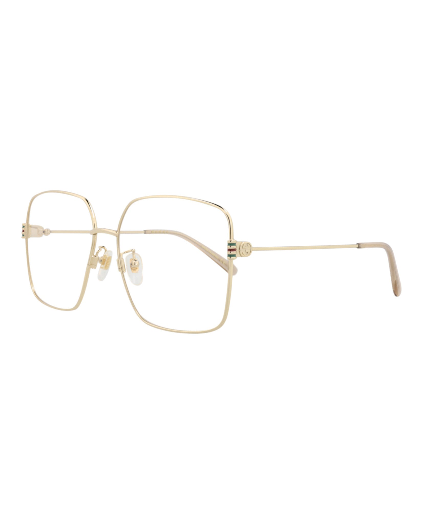 Gucci Womens Square/Rectangle Gold Gold Transparent Fashion Designer Eyewear