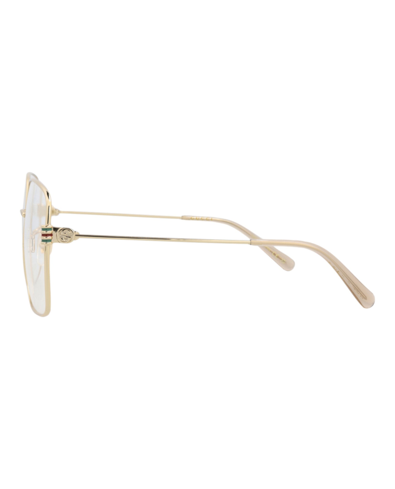 Gucci Womens Square/Rectangle Gold Gold Transparent Fashion Designer Eyewear
