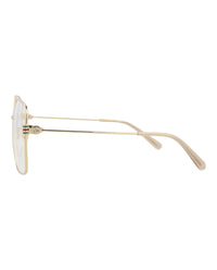 Gucci Womens Square/Rectangle Gold Gold Transparent Fashion Designer Eyewear