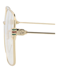 Gucci Womens Square/Rectangle Gold Gold Transparent Fashion Designer Eyewear
