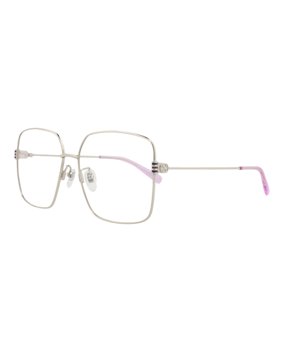 Gucci Womens Square/Rectangle Silver Silver Transparent Fashion Designer Eyewear