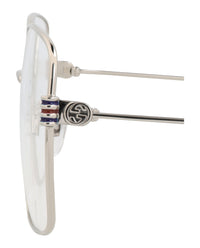Gucci Womens Square/Rectangle Silver Silver Transparent Fashion Designer Eyewear