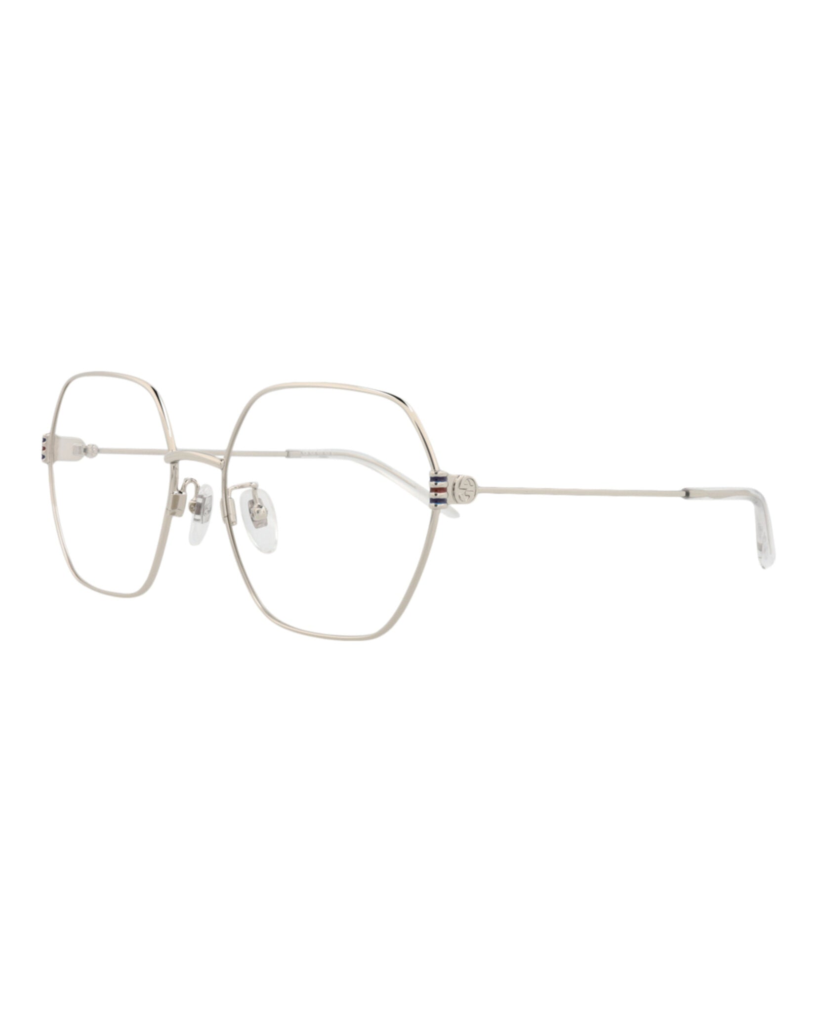 Gucci Womens Square/Rectangle Silver Silver Transparent Fashion Designer Eyewear