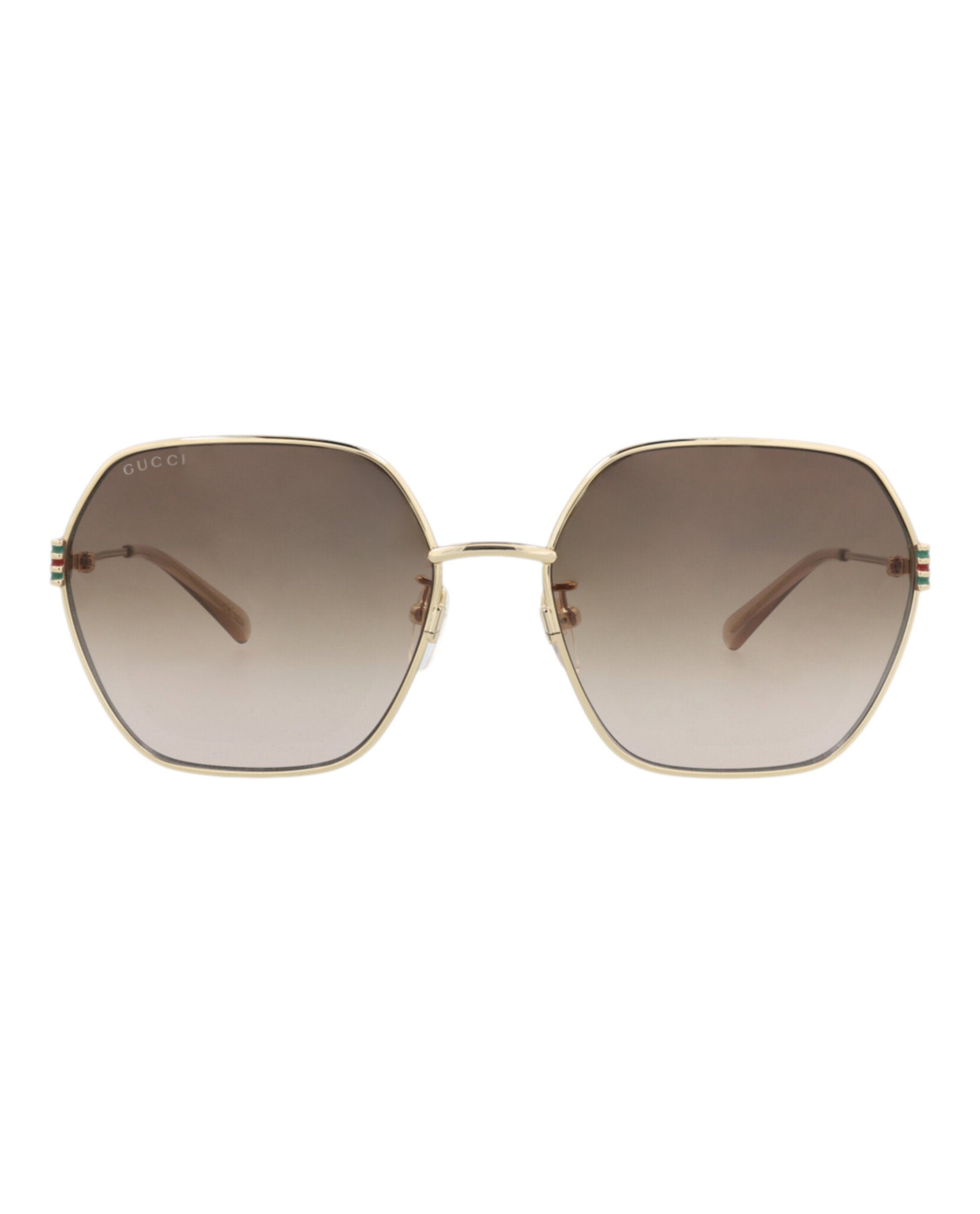 Gucci Gucci Womens Square/Rectangle Gold Gold Brown Fashion Designer Eyewear