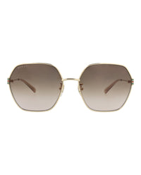 Gucci Gucci Womens Square/Rectangle Gold Gold Brown Fashion Designer Eyewear