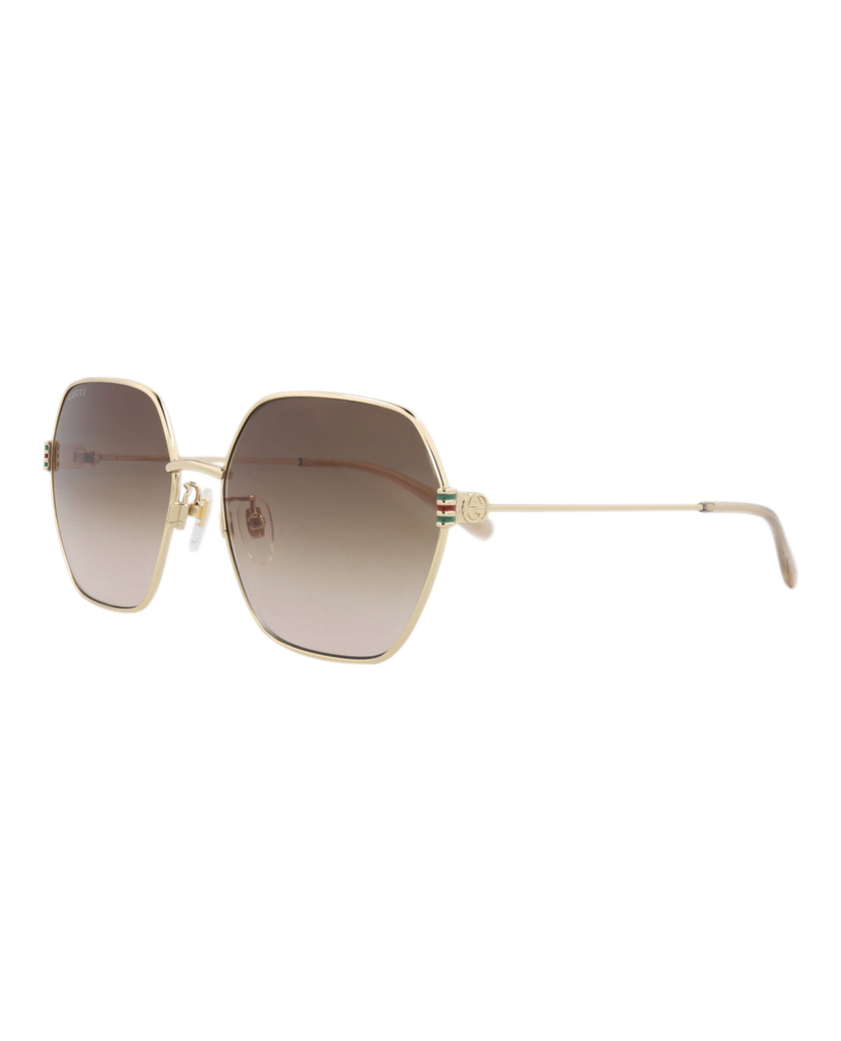 Gucci Gucci Womens Square/Rectangle Gold Gold Brown Fashion Designer Eyewear