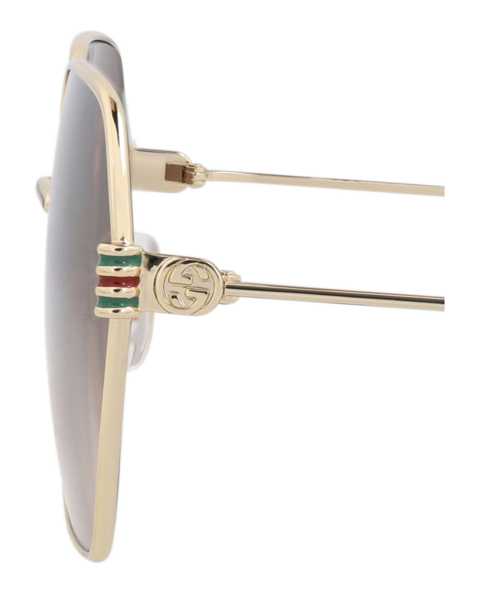 Gucci Gucci Womens Square/Rectangle Gold Gold Brown Fashion Designer Eyewear