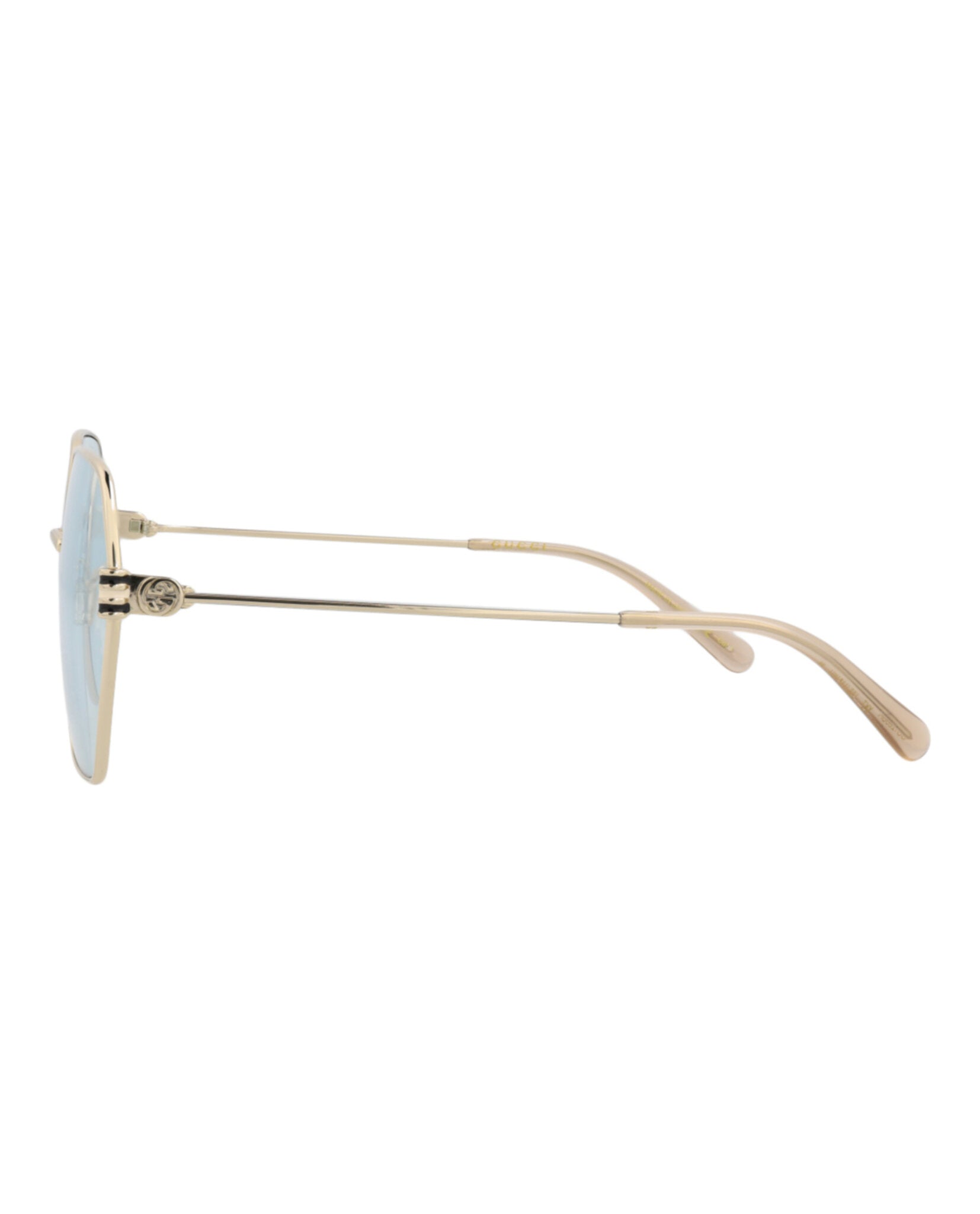 Gucci Womens Square/Rectangle Gold Gold Light Blue Fashion Designer Eyewear