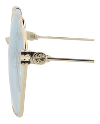 Gucci Womens Square/Rectangle Gold Gold Light Blue Fashion Designer Eyewear