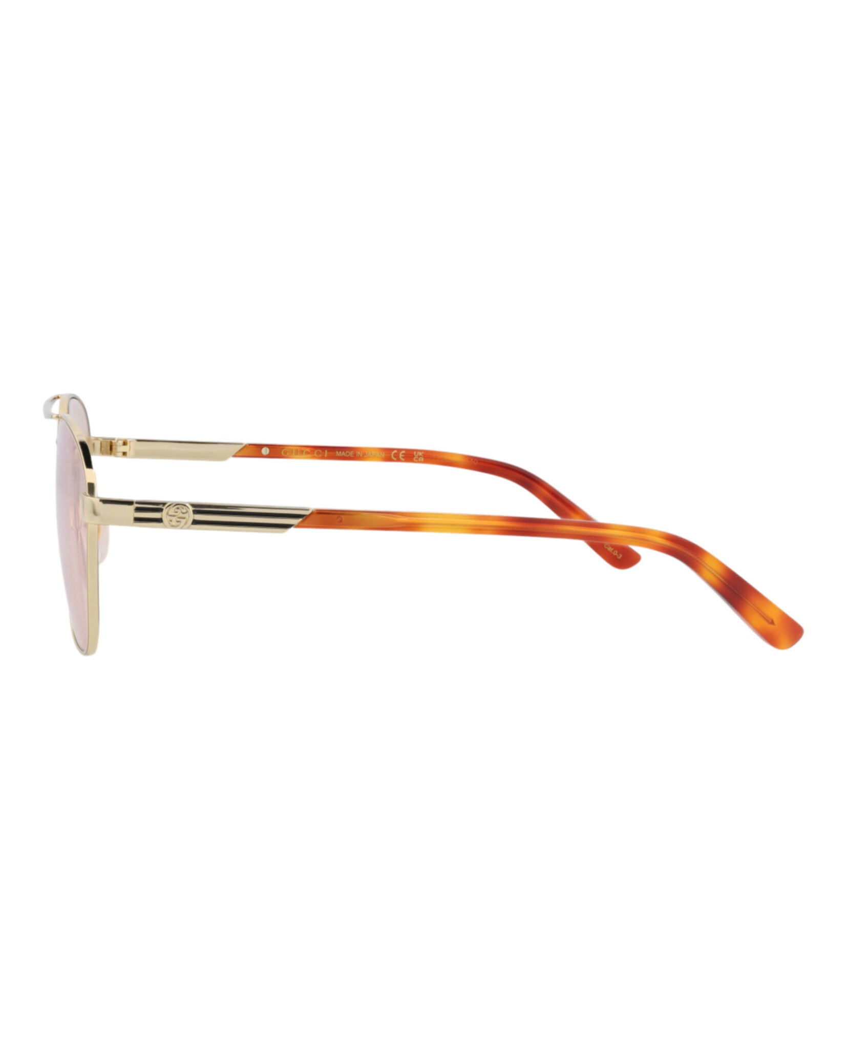 Gucci Gucci Mens Aviator Gold Havana Transparent Fashion Designer Eyewear