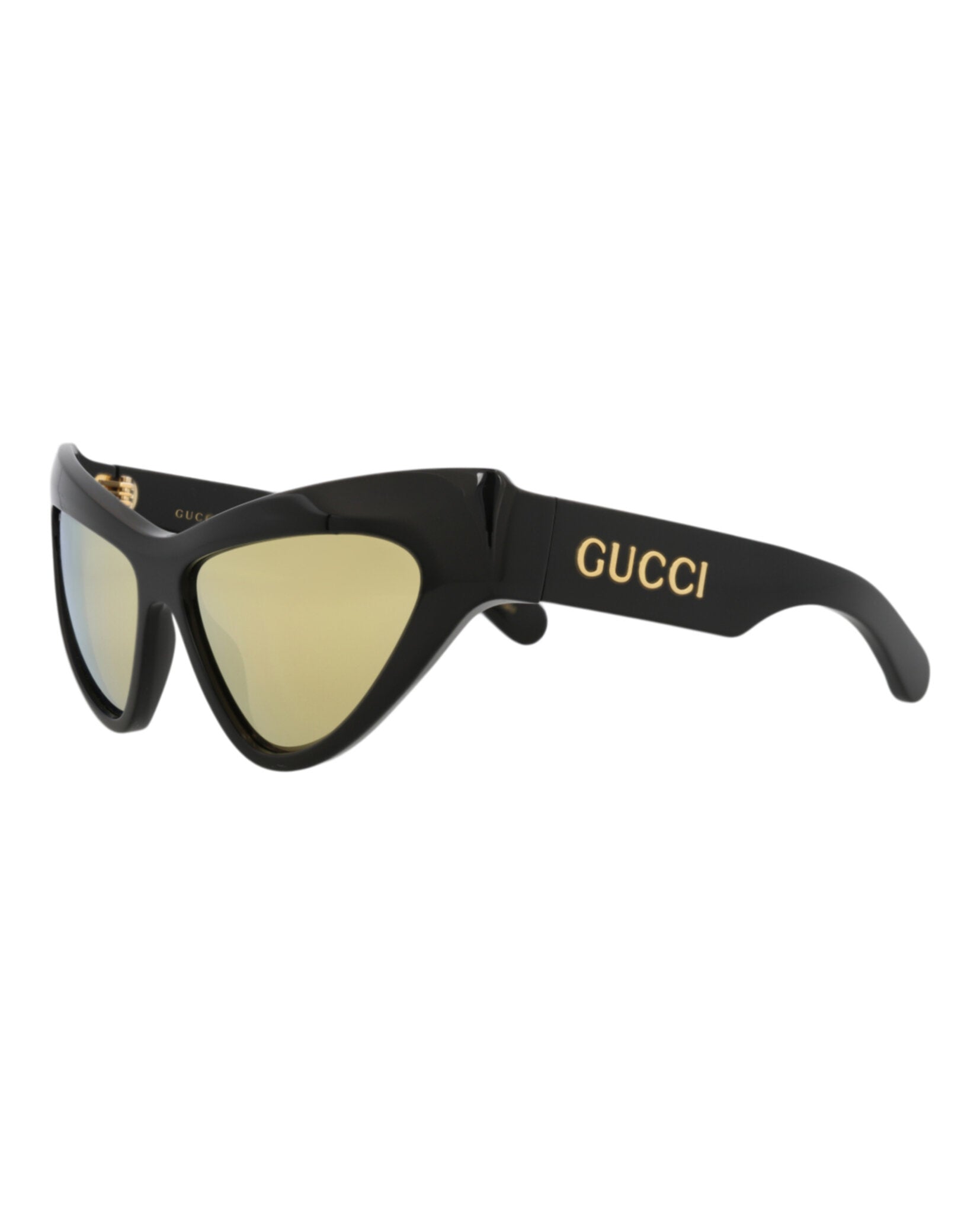 Gucci Womens Cat Eye Black Black Gold Fashion Designer Eyewear