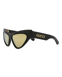 Gucci Womens Cat Eye Black Black Gold Fashion Designer Eyewear