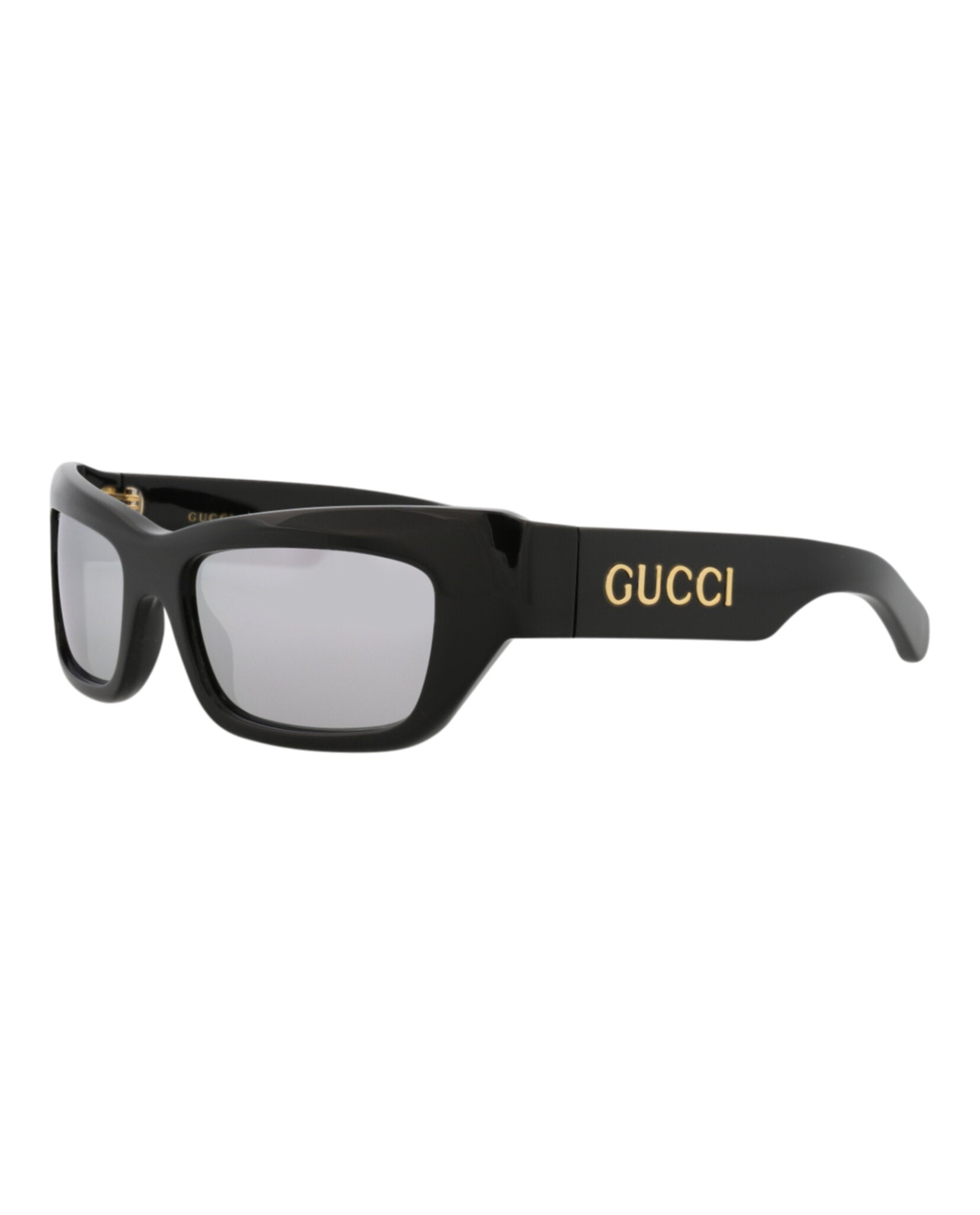 Gucci Mens Cat Eye Black Black Silver Fashion Designer Eyewear