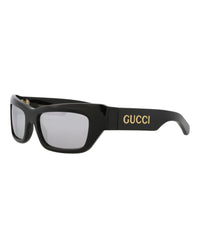 Gucci Mens Cat Eye Black Black Silver Fashion Designer Eyewear