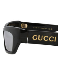 Gucci Mens Cat Eye Black Black Silver Fashion Designer Eyewear