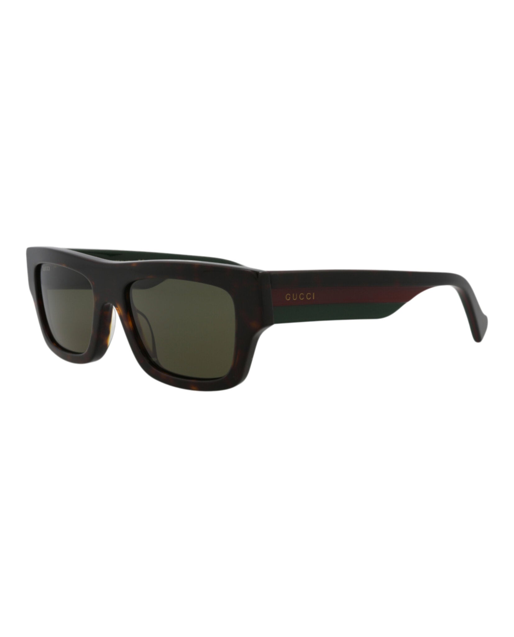 Gucci Mens Square/Rectangle Havana Havana Green Fashion Designer Eyewear