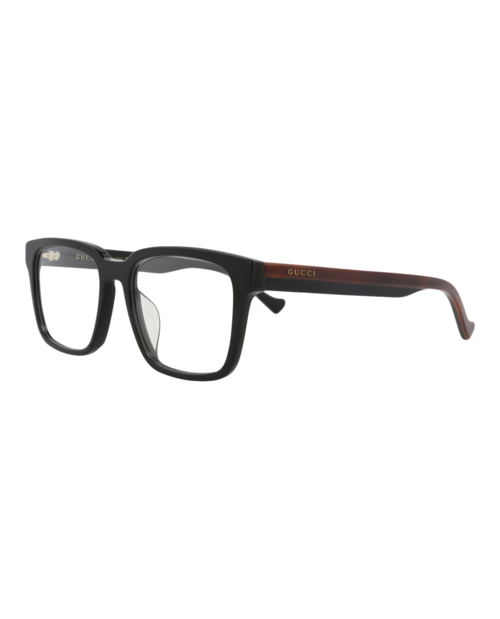 Gucci Gucci Mens Square/Rectangle Black Havana Transparent Fashion Designer Eyewear