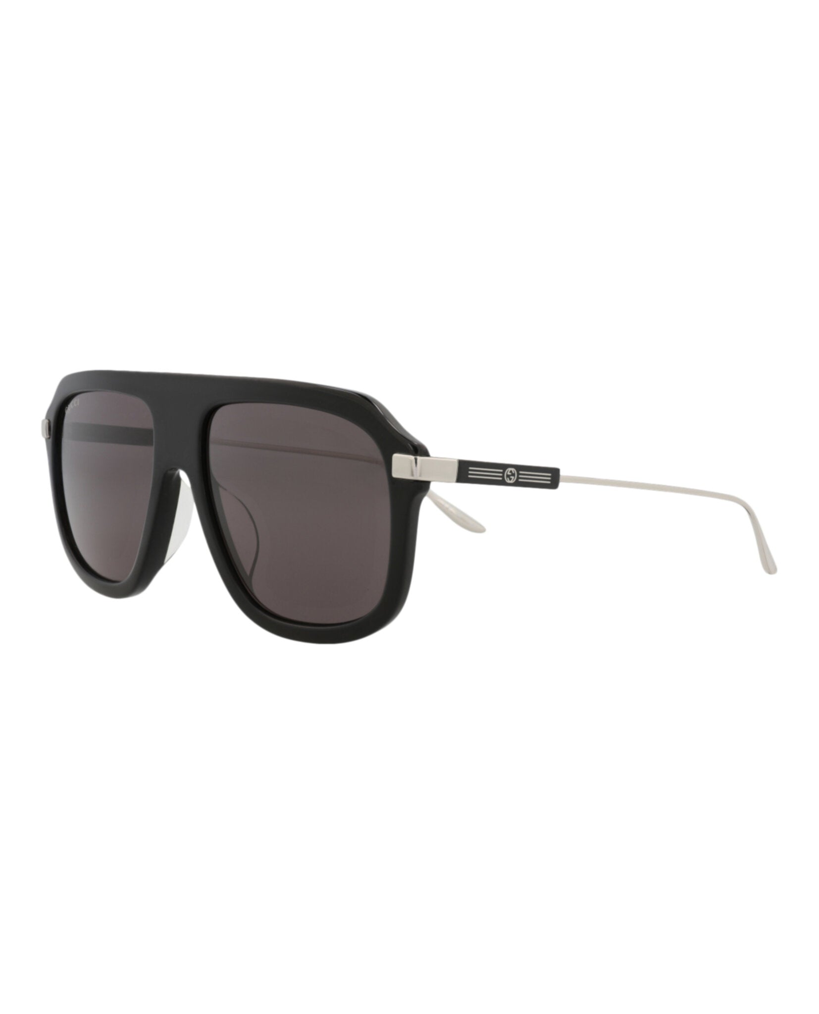 Gucci Mens Aviator Black Silver Grey Fashion Designer Eyewear