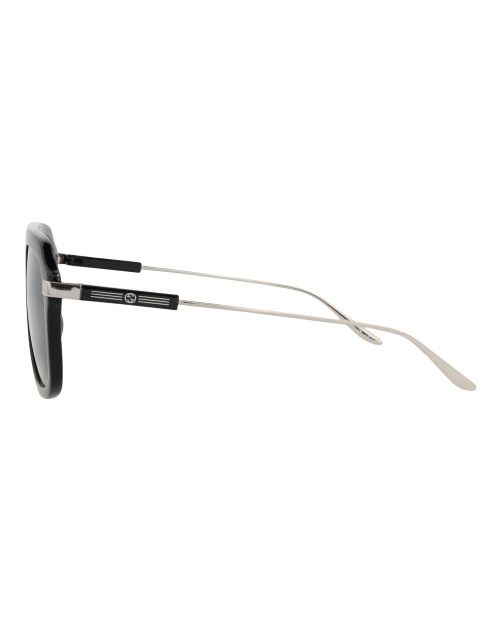 Gucci Mens Aviator Black Silver Grey Fashion Designer Eyewear