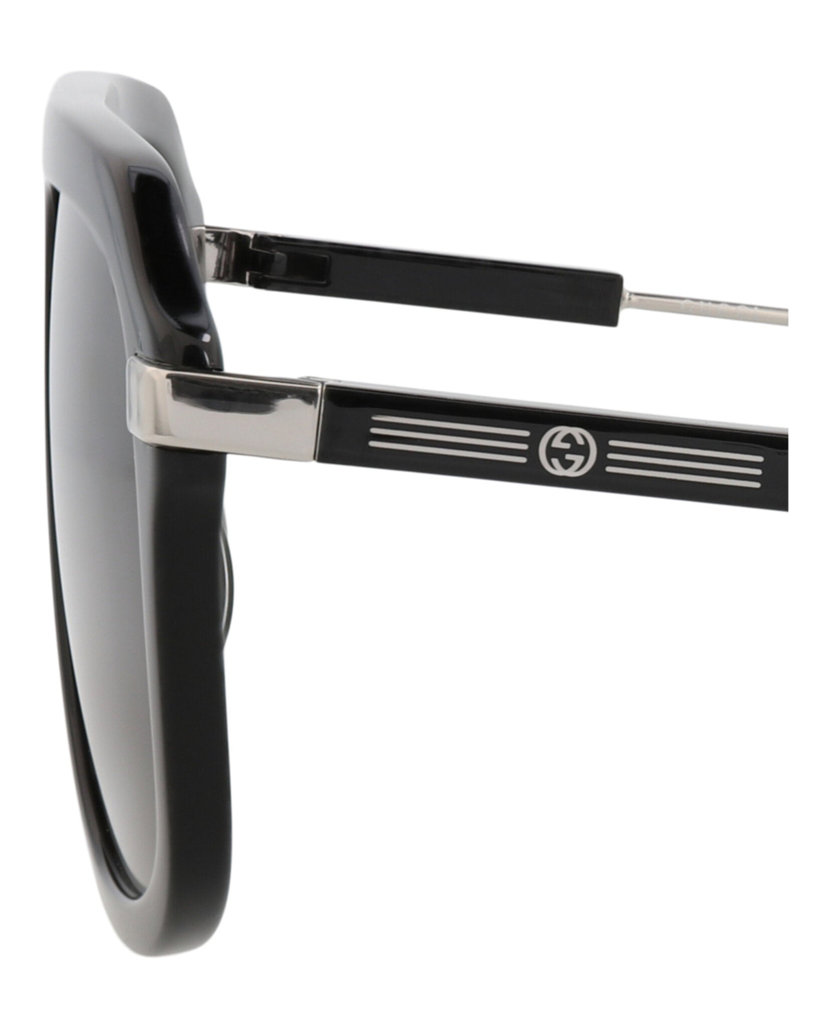 Gucci Mens Aviator Black Silver Grey Fashion Designer Eyewear