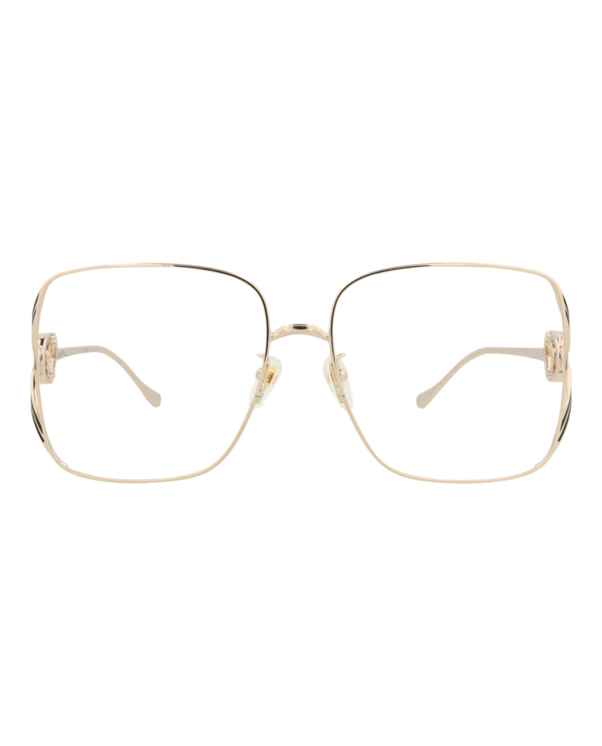 Gucci Womens Square/Rectangle Gold Gold Transparent Fashion Designer Eyewear
