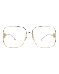 Gucci Womens Square/Rectangle Gold Gold Transparent Fashion Designer Eyewear