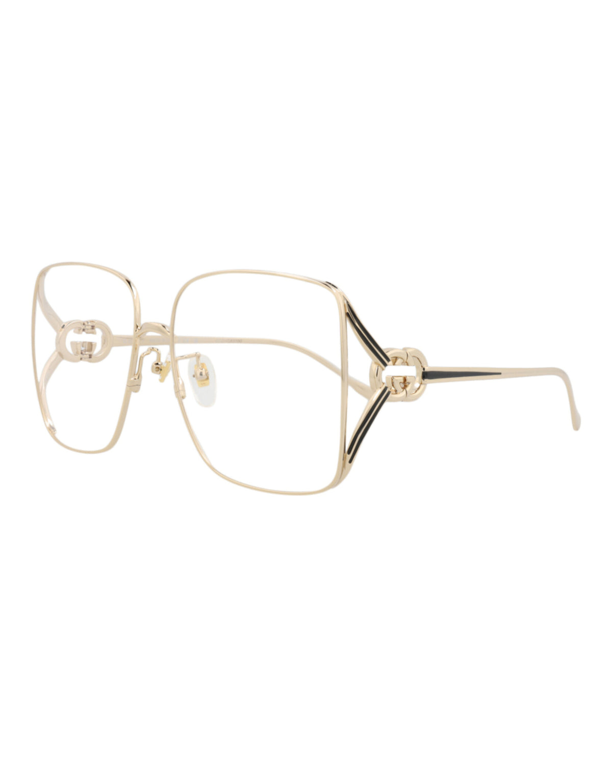 Gucci Womens Square/Rectangle Gold Gold Transparent Fashion Designer Eyewear
