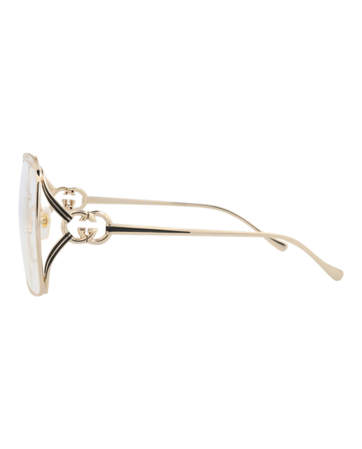 Gucci Womens Square/Rectangle Gold Gold Transparent Fashion Designer Eyewear