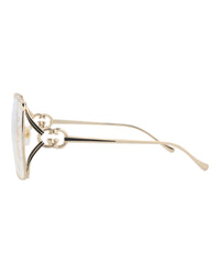 Gucci Womens Square/Rectangle Gold Gold Transparent Fashion Designer Eyewear