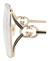 Gucci Womens Square/Rectangle Gold Gold Transparent Fashion Designer Eyewear
