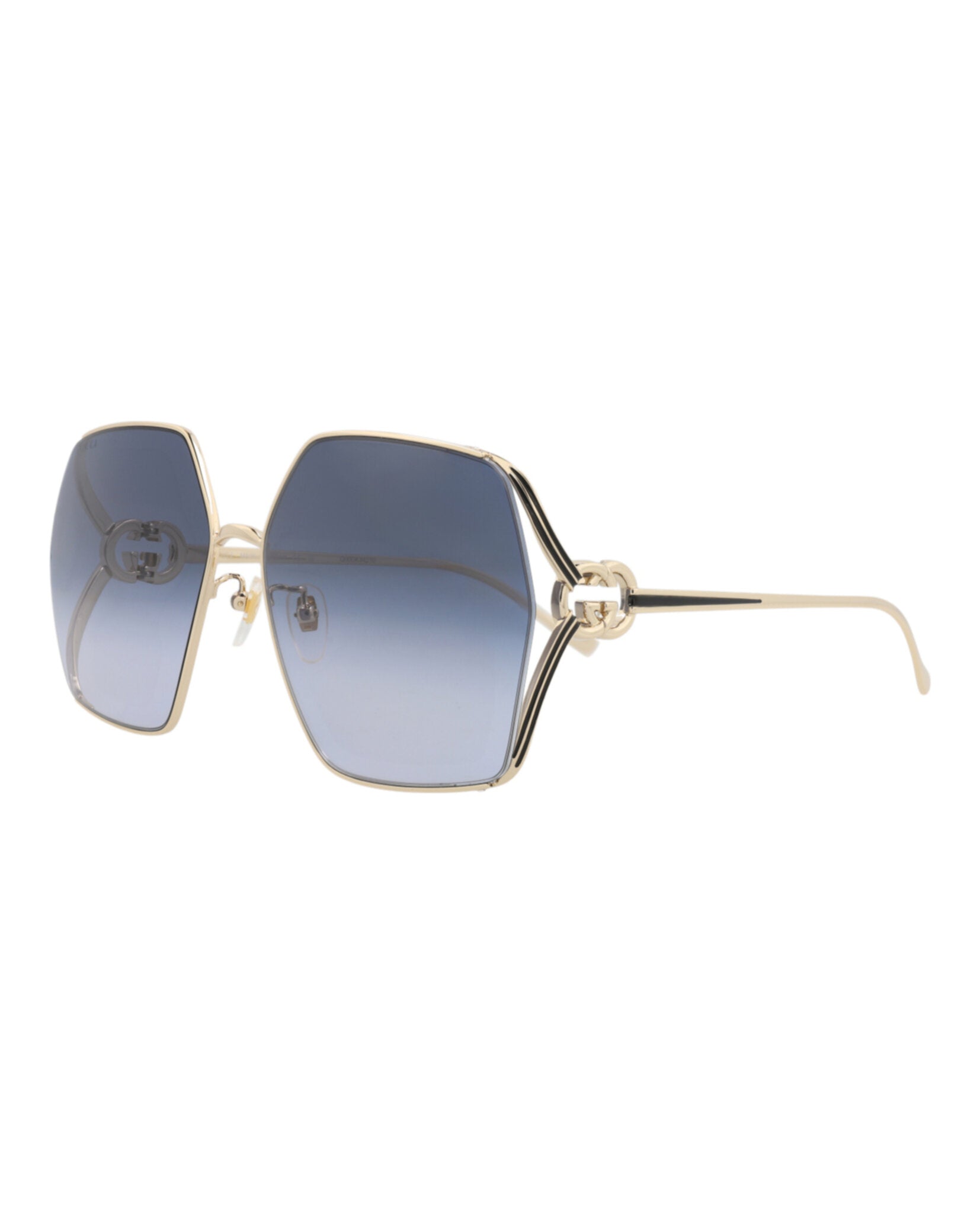 Gucci Gucci Womens Square/Rectangle Gold Gold Grey Fashion Designer Eyewear