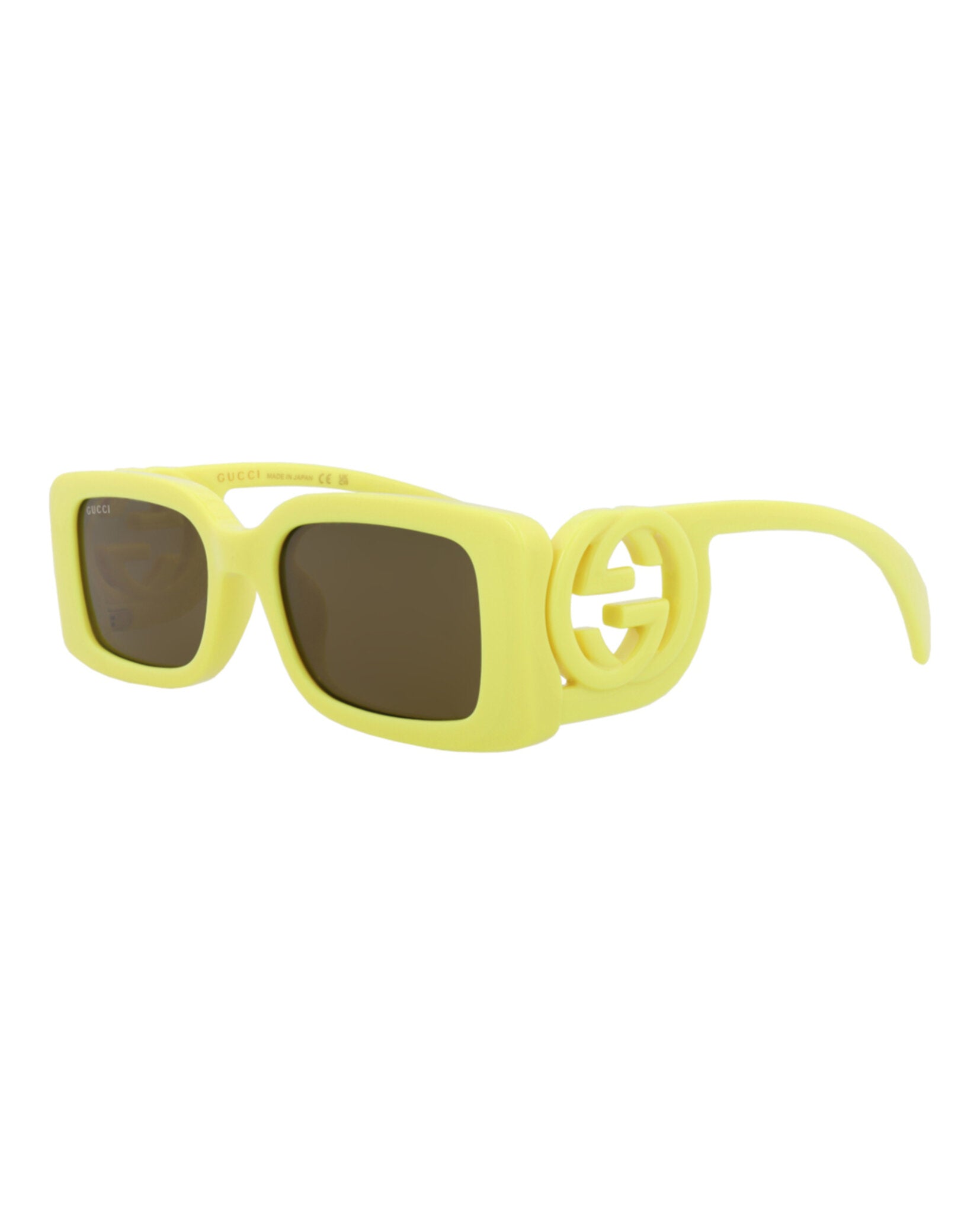 Gucci Womens Square/Rectangle Yellow Yellow Brown Fashion Designer Eyewear
