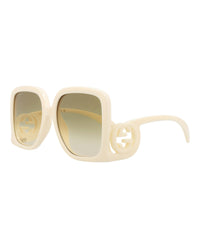Gucci Womens Square/Rectangle Ivory Ivory Brown Fashion Designer Eyewear