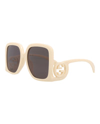 Gucci Womens Square/Rectangle Ivory Ivory Grey Fashion Designer Eyewear