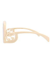 Gucci Womens Square/Rectangle Ivory Ivory Grey Fashion Designer Eyewear