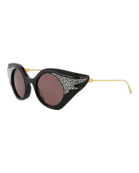 Gucci Womens Cat Eye Black Gold Brown Fashion Designer Eyewear