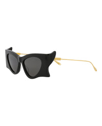 Gucci Womens Cat Eye Black Gold Grey Fashion Designer Eyewear