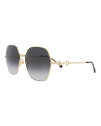 Gucci Gucci Womens Square/Rectangle Gold Gold Grey Fashion Designer Eyewear