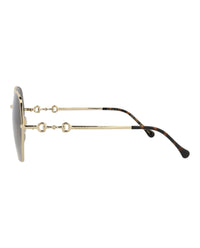 Gucci Womens Square/Rectangle Gold Gold Brown Fashion Designer Eyewear