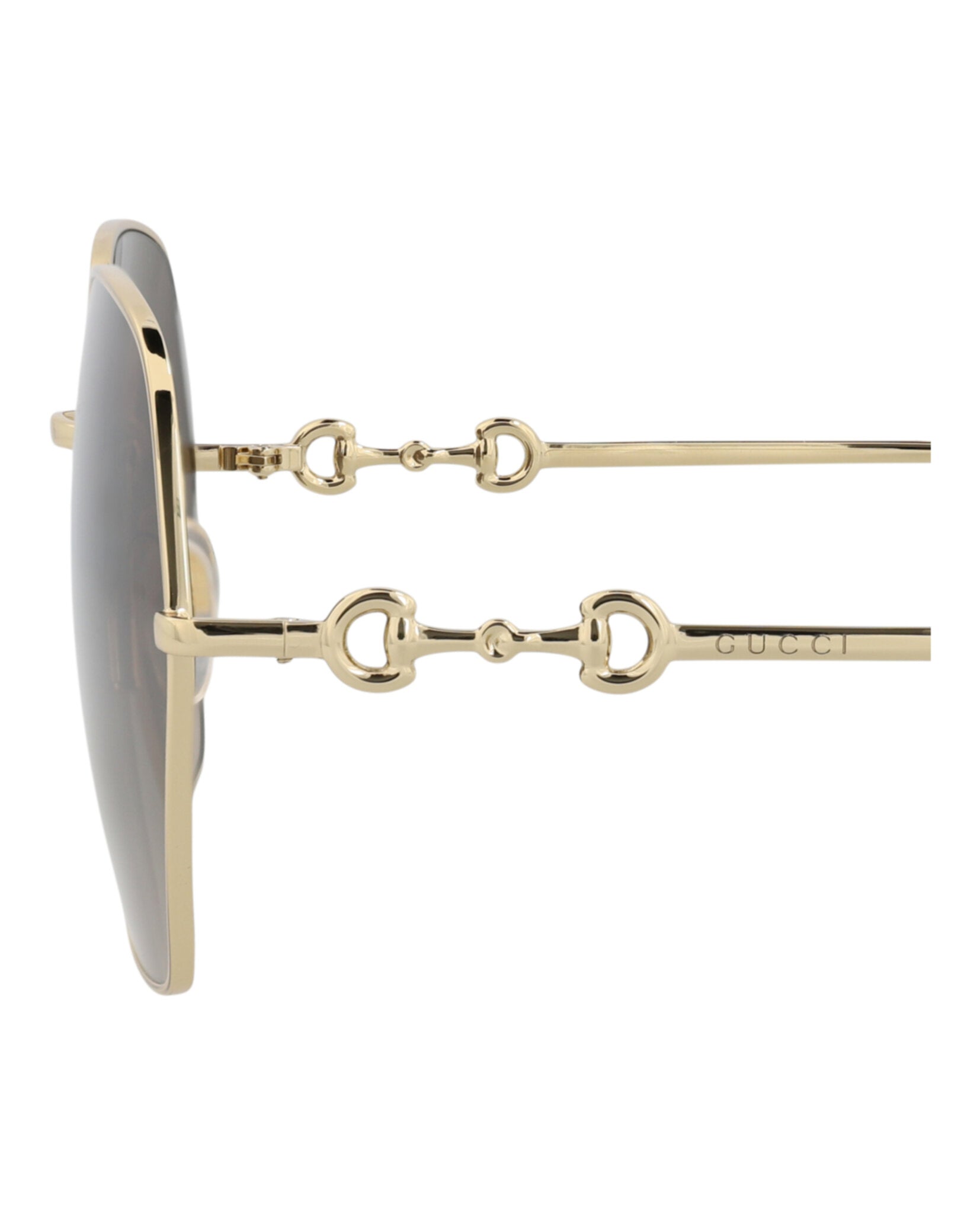 Gucci Womens Square/Rectangle Gold Gold Brown Fashion Designer Eyewear