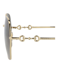 Gucci Womens Square/Rectangle Gold Gold Brown Fashion Designer Eyewear